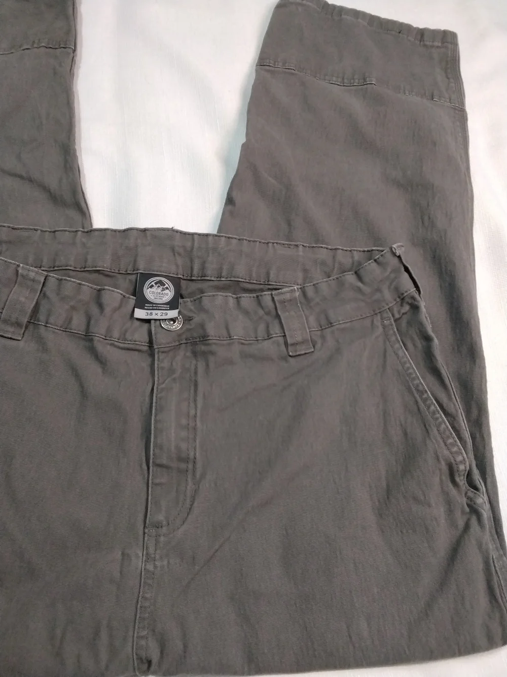 Colorado Cloting Men's Casual Gray Chino Pants - Straight Fit Cargo Sz 38x29.